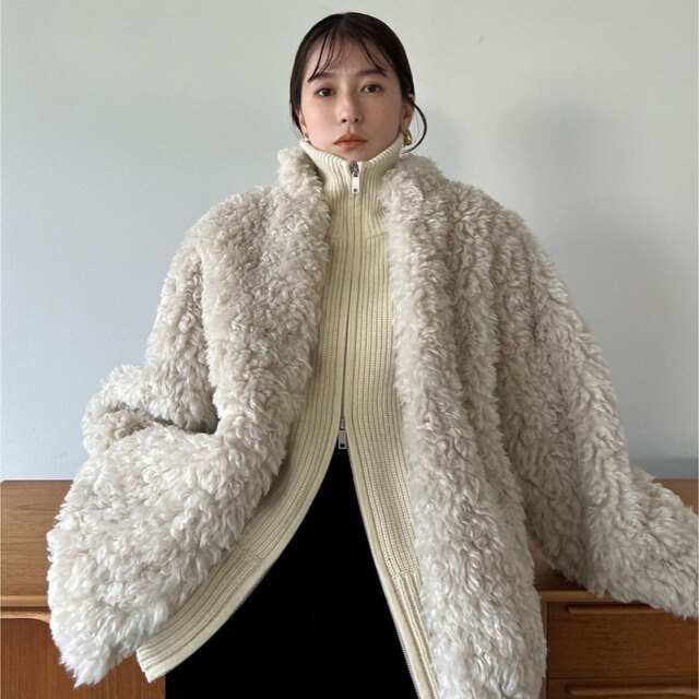 CLANE CURL FUR SHORT COAT 田中みな実　0 ホワイト