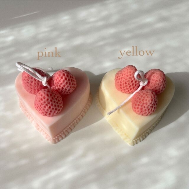 🏷 heart lace cake candle | pink ハンドメイドのインテリア/家具(アロマ/キャンドル)の商品写真