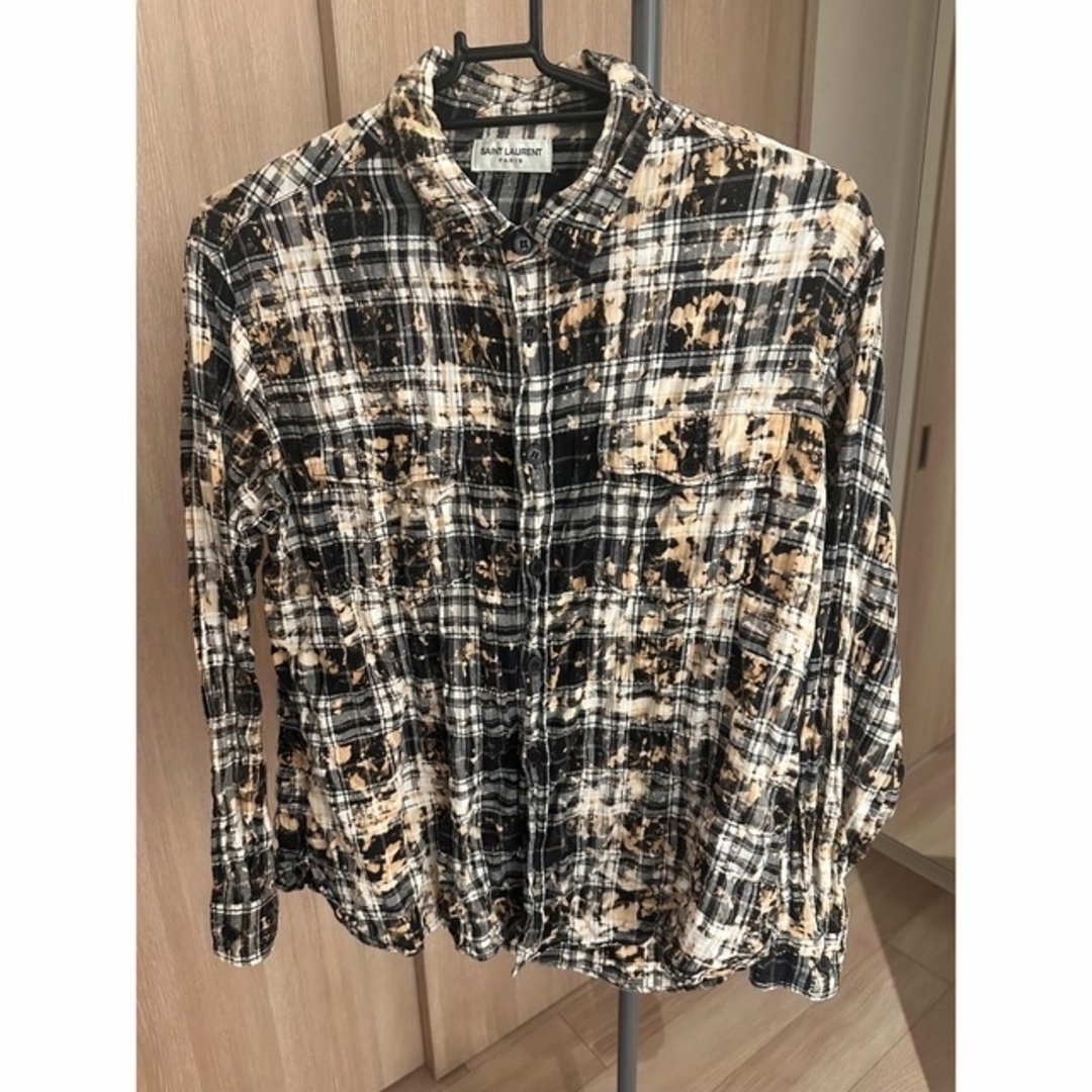 Saint Laurent Paris ロゴTシャツ　ブリーチダメージ加工