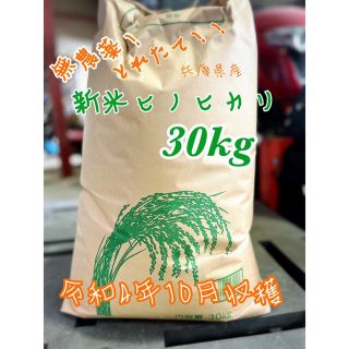 【大特価】ひのひかり ヒノヒカリ 新米 玄米 無農薬 30kg 5袋(米/穀物)