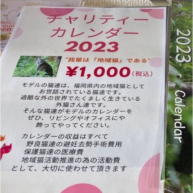 地域猫カレンダー2023＆ドリップコーヒー1袋付 インテリア/住まい/日用品の文房具(カレンダー/スケジュール)の商品写真