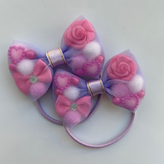 春.*✿Perfumeチャームボリュームレースポニークリップ♡ピンク