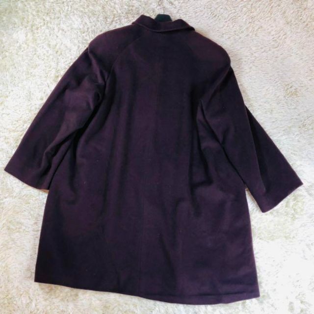 美品✨サヤーヌ カシミヤ100%  レディース 紫 ロングコート 大きいサイズ 5