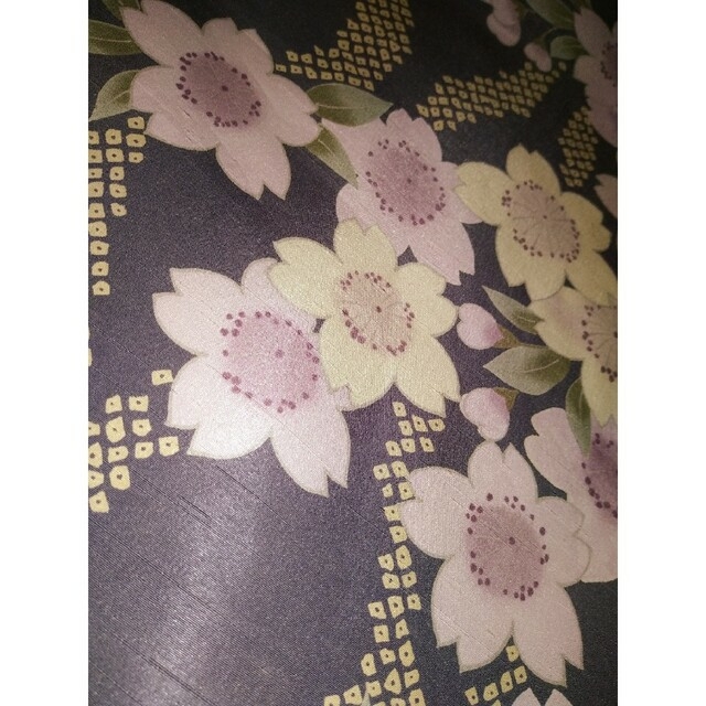 グレー/桜♥化繊袷＊エレガント小紋 レディースの水着/浴衣(着物)の商品写真