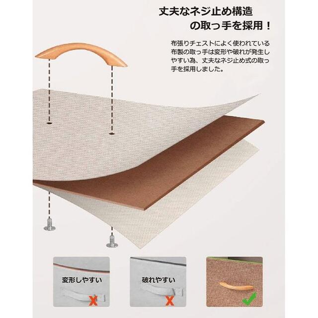 チェスト 布 4段 幅58 収納ボックス おしゃれ ファブリック 天然木 木目 3