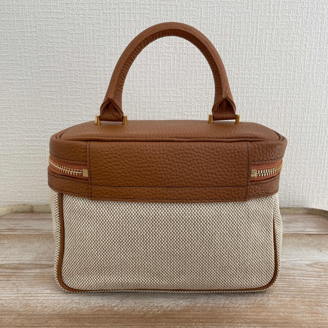 chiiiibag   レザーキャンバスVanity  camel×beige 1