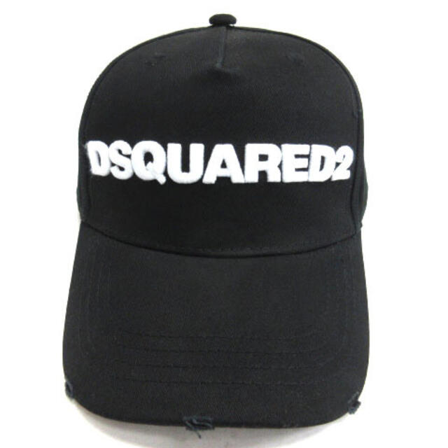 DSQUARED2(ディースクエアード)のディースクエアード キャップ 帽子 ダメージ加工 ロゴ刺繍 ブラック メンズの帽子(キャップ)の商品写真