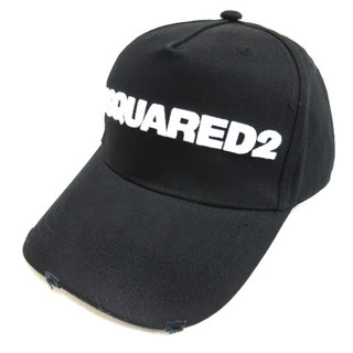 ディースクエアード(DSQUARED2)のディースクエアード キャップ 帽子 ダメージ加工 ロゴ刺繍 ブラック(キャップ)