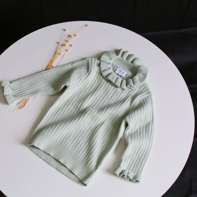 新品 4色 フリル ニットトップス セーター インナー 実物画像 キッズ/ベビー/マタニティのベビー服(~85cm)(ニット/セーター)の商品写真