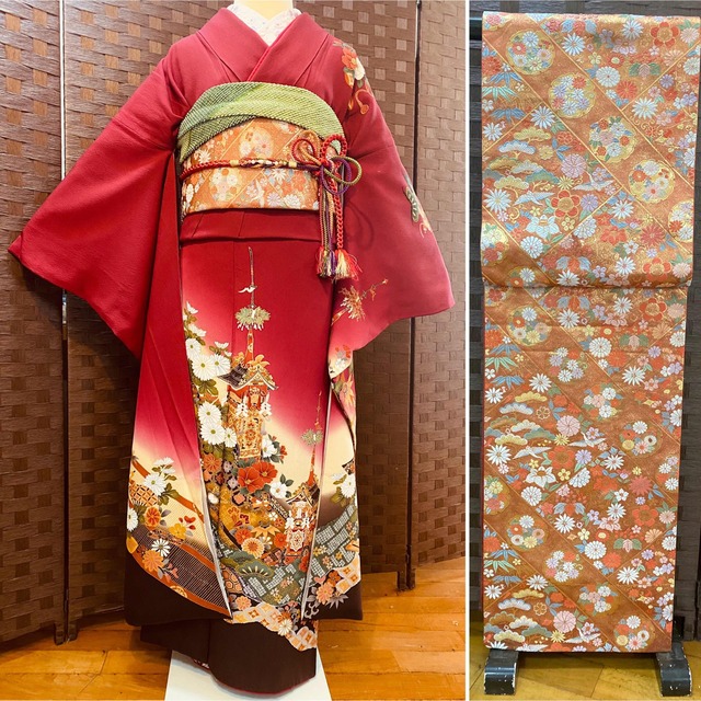 212z5◇吉祥文の振袖 金彩 駒刺繍 松竹梅 橘 七宝 巻物◇美品 成人式 212z5◇吉祥文の振袖 金彩 駒刺繍 松竹梅 橘 七宝 巻物◇美品 成人式