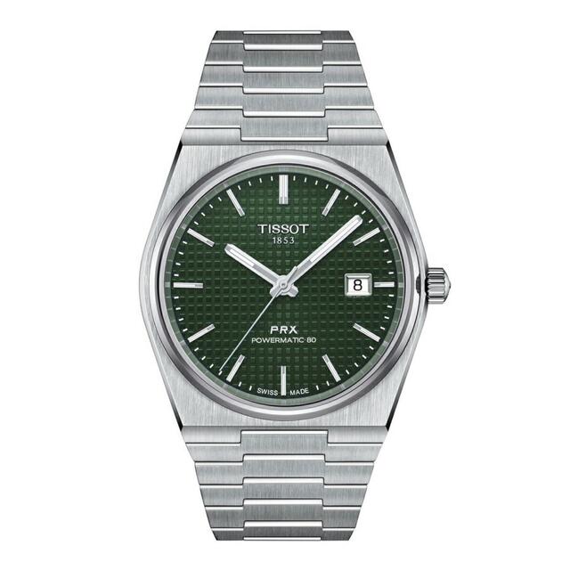 国内発送 TISSOT グリーン文字盤 パワーマティック80 PRX 腕時計