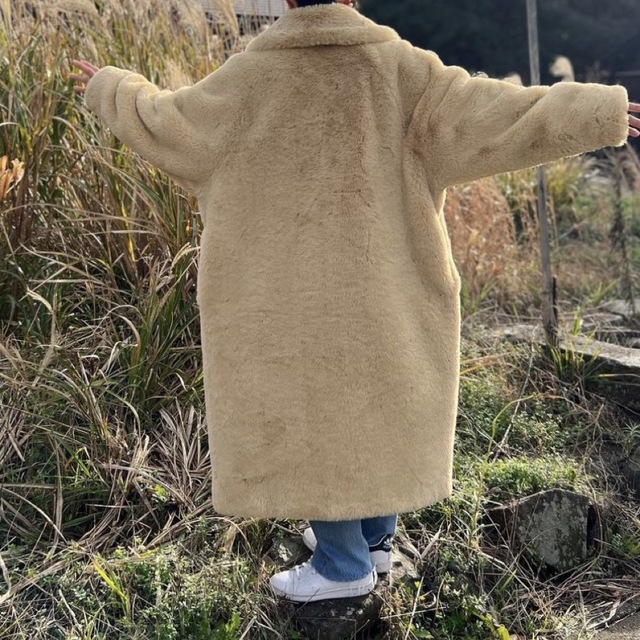 Rex Like Fur Cocoon Coat レディースのジャケット/アウター(ロングコート)の商品写真