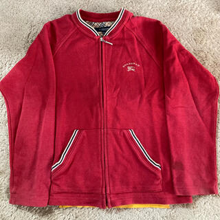 バーバリー(BURBERRY)のバーバリーキッズファスナー コットンジャケット赤120シャツノバチェック(カーディガン)