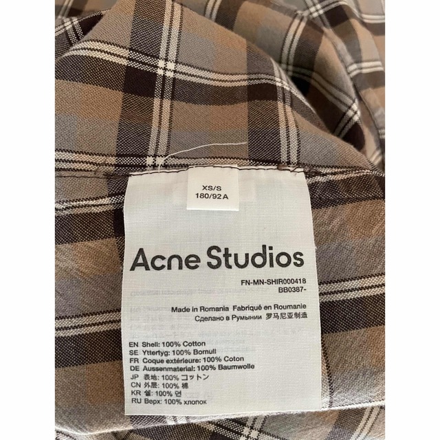 21aw Acne studiosコットンチェックシャツ　パイソンキャップ 3