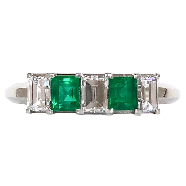 エメラルド 0.40ct ダイヤモンド Pt850 プラチナ ダイヤ リング