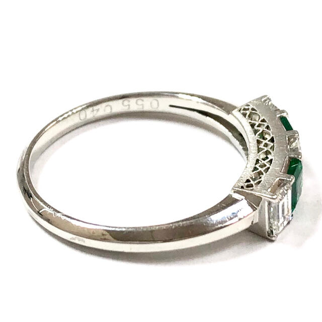UNISEX S/M エメラルド 0.40ct ダイヤモンド Pt850 プラチナ ダイヤ