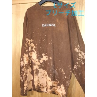 カンゴール(KANGOL)のLサイズ　KANGOL　ブリーチ加工刺繍ロングTシャツ(Tシャツ/カットソー(七分/長袖))