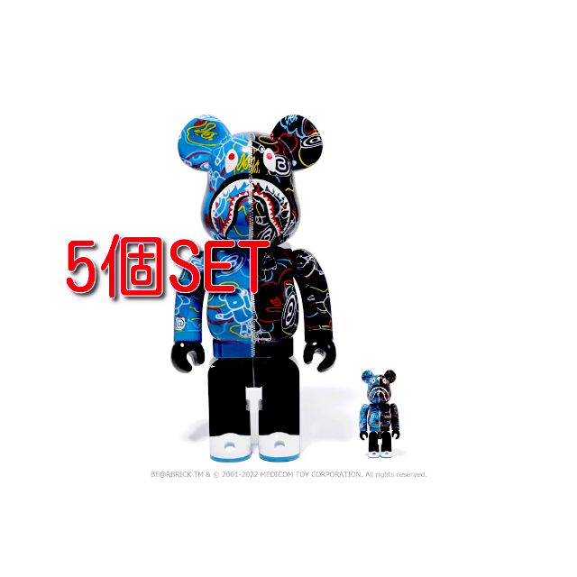 BAPE BE@RBRICK LINE CAMO SHARK 100% 400% エンタメ/ホビーのフィギュア(その他)の商品写真