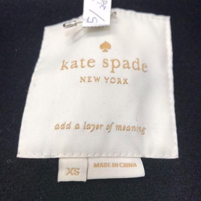 kate spade new york(ケイトスペードニューヨーク)のケイトスペードニューヨーク スカラップウールコート 黒 ベルト付き レディースのジャケット/アウター(ロングコート)の商品写真