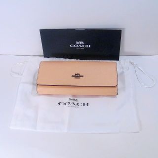 コーチ(COACH)の美品 COACH コーチ 長財布 PVCレザー ピンク 保存袋 納品書(財布)
