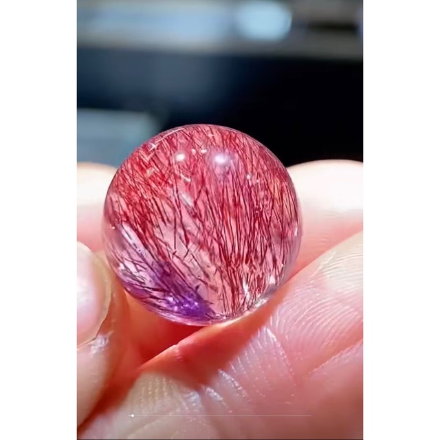 高級】フラワー パープルルチル スーパーセブン 丸玉 16mm- 高級】フラワー パープルルチル スーパーセブン 丸玉 16mm-