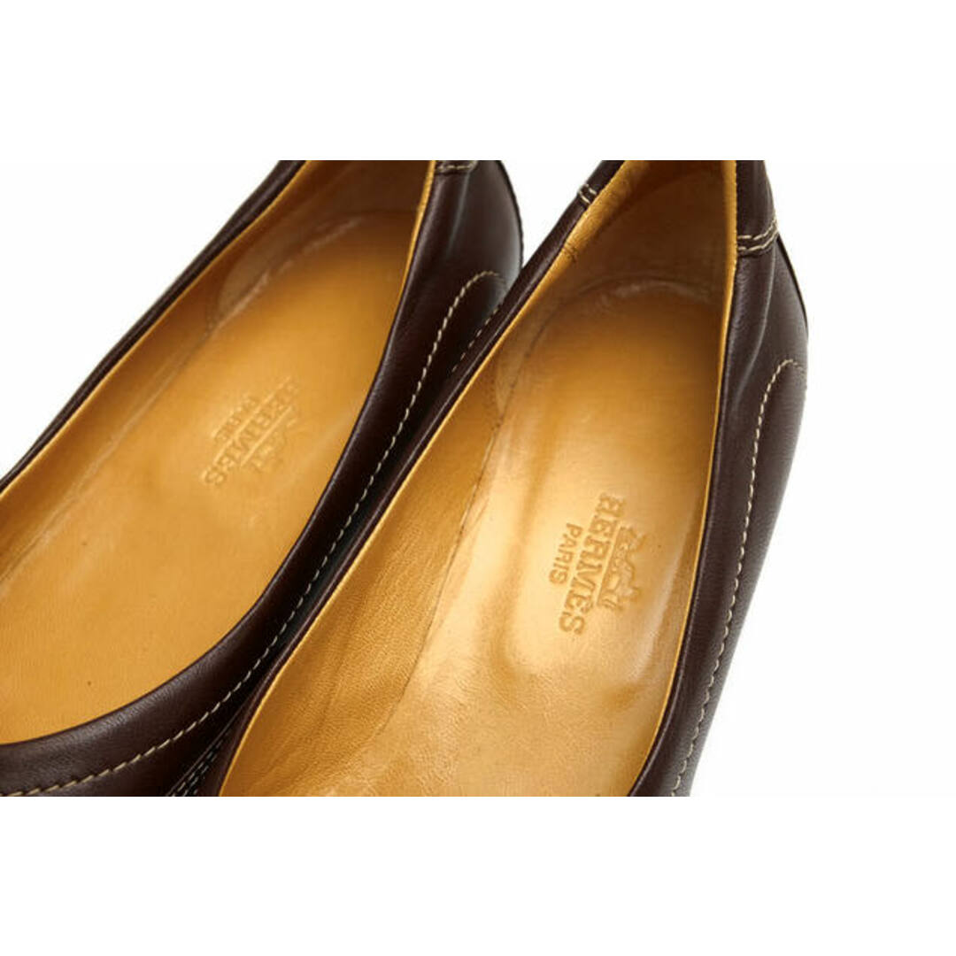Hermes(エルメス)のエルメス／HERMES パンプス シューズ 靴 レディース 女性 女性用レザー 革 本革 ダークブラウン 茶 ブラウン  レザーソール レディースの靴/シューズ(ハイヒール/パンプス)の商品写真
