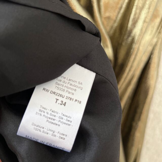 LANVIN ランバン ワンピース 34(XXS位) ゴールド