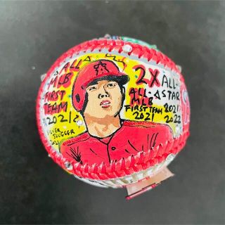 MVP大谷翔平選手×チャールズ・ファジーノ　超希少　ハンドペイント　サインボール(記念品/関連グッズ)