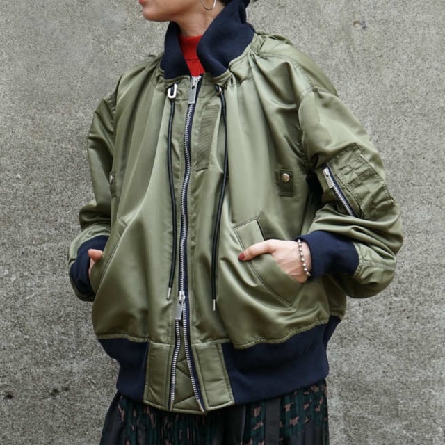 sacai サカイ MA-1 ナイロン ミリタリーブルゾン カーキ サイズ 2 | フリマアプリ ラクマ