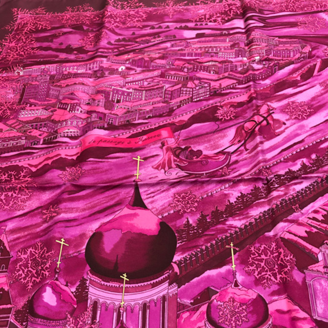 エルメス カレ90 スカーフ モスクワにて シルク ピンク HERMES | www