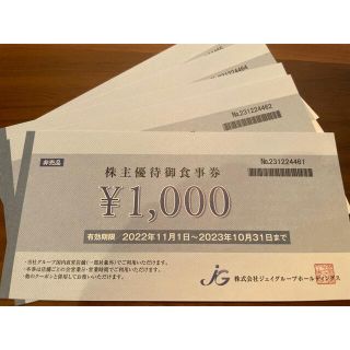 ジェイグループホールディングス　株主優待5000円分(レストラン/食事券)