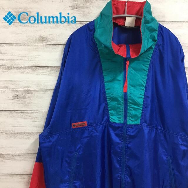 コロンビア Columbia ナイロンジャケット USA 青緑赤 L