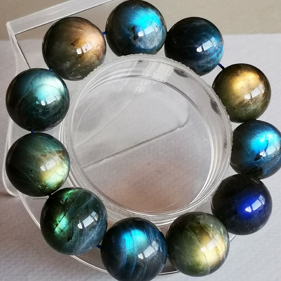 レア品◇大玉◇両面美シラー◇ブラック系◇天然石ラブラドライト約17.8mm