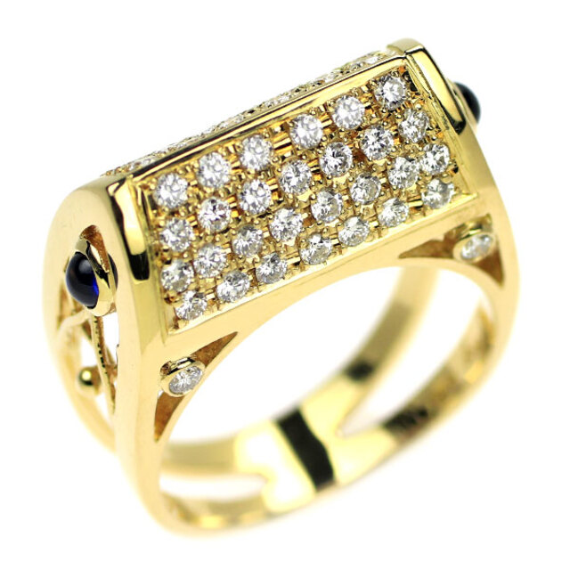 水野薫子 K18YG ダイヤモンド サファイア リング 0.85ct S0.21ct | www