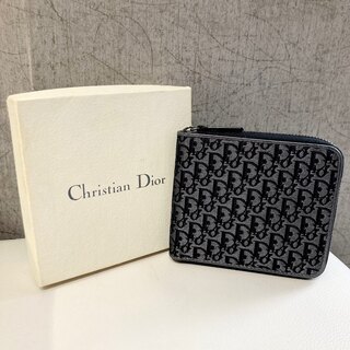 クリスチャンディオール(Christian Dior)のDior クリスチャン ディオール キャンバス 折財布 コンパクト 黒銀(財布)