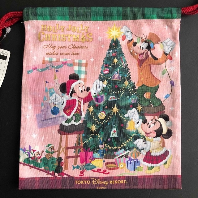 Disney(ディズニー)の東京ディズニーリゾート　クリスマス　2022 新作　巾着　ミッキー  ミニー キッズ/ベビー/マタニティのこども用バッグ(ランチボックス巾着)の商品写真