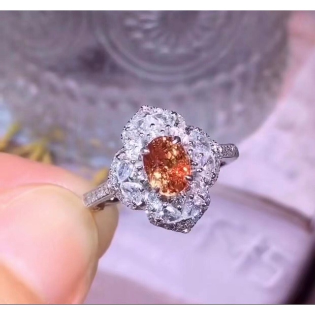 おすすめネット ⭐天然 パパラチアサファイア 1.02ct k18 リング