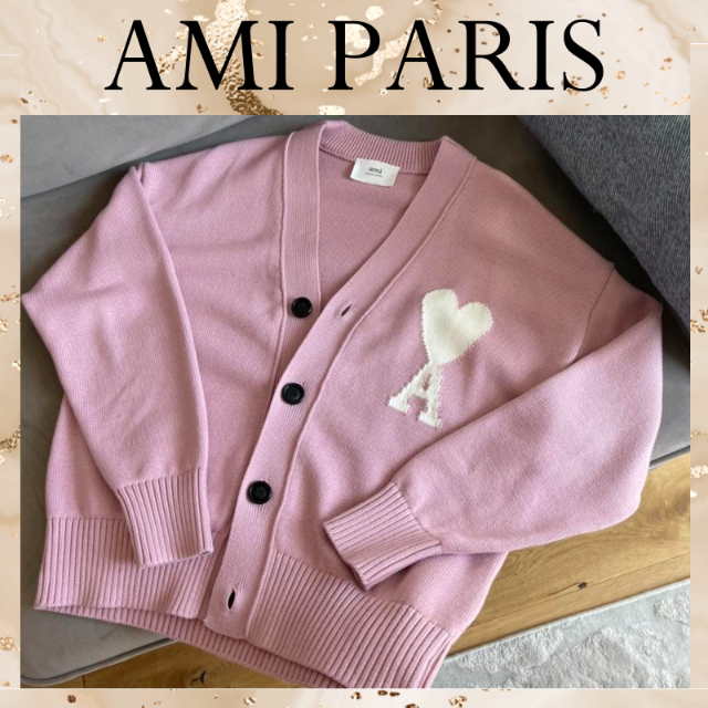 現品限り一斉値下げ! AMI パステルピンク DeCoeurカーディガン PARI