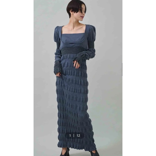 レディースfetico  STRIPE RIB KNIT DRESS