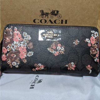 コーチ(COACH)のCOACH  長財布　黒系シグネチャー　花柄模様(財布)