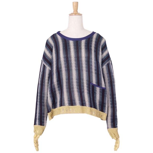 表記サイズM未使用 アクネストゥディオズ Acne Studios ニット セーター Blanca Stripe ロングスリーブ 総柄 トップス レディース M マルチカラー