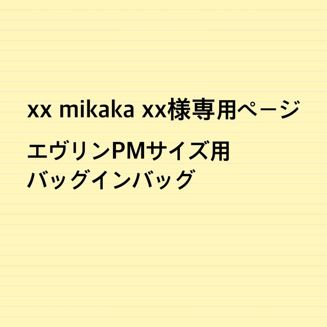 xx mikaka xxページ　エヴリンPMサイズ用　バッグインバッグ