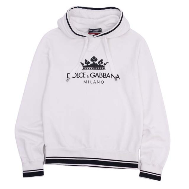 美品 ドルチェ&ガッバーナ DOLCE&GABBANA パーカー クラウン プリント プルオーバー スウェット メンズ トップス 46(S相当) ホワイトカラーホワイト