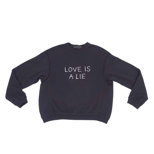 ハイダーアッカーマン Haider Ackermann スウェット LOVE IS A LIE プリント トレーナー クルーネック メンズ トップス  XS ブラック 売り切れ必至！ 7293円