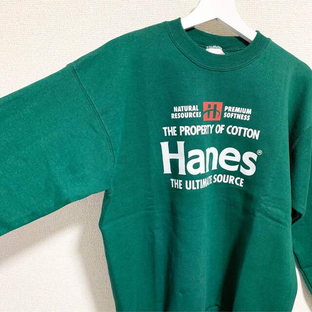 Hanes(ヘインズ)のUSA製 90s Hanes スウェット タグ付き メンズM ビッグロゴ 緑 メンズのトップス(スウェット)の商品写真