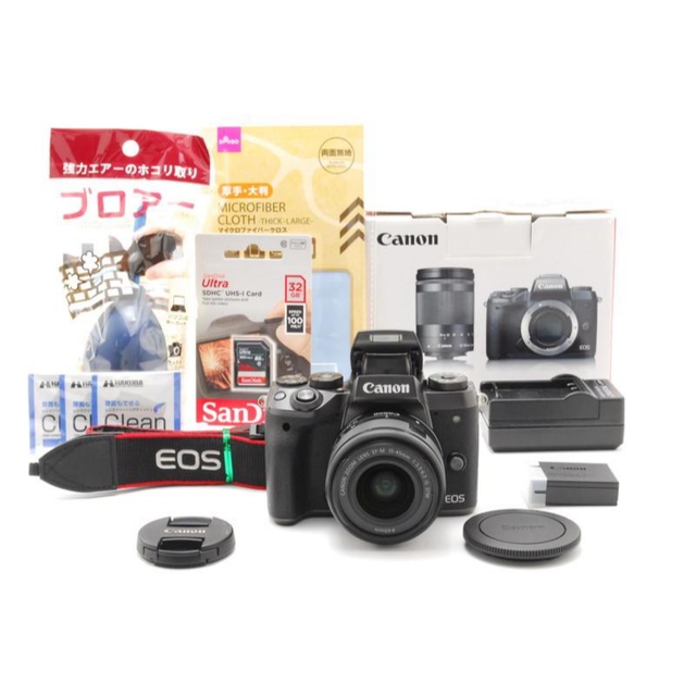 ❤️オシャレグラファイト!自撮り+Wi-Fi☆キャノン EOS M5 Wズーム