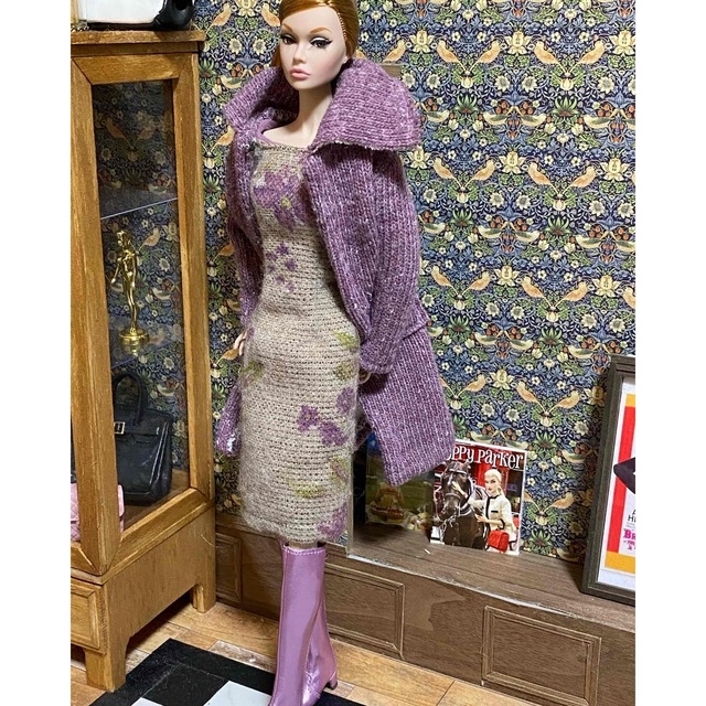 Barbie(バービー)のウールニットコート　ポピーパーカー　バービー人形 ハンドメイドのぬいぐるみ/人形(人形)の商品写真