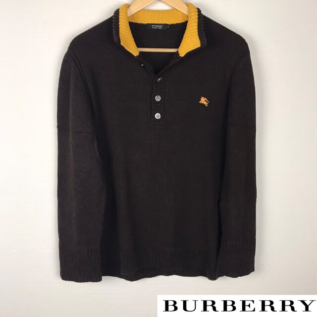 BURBERRY BLACK LABEL(バーバリーブラックレーベル)の美品 BURBERRY BLACK LABEL 長袖ニット ブラウン サイズ3 メンズのトップス(ニット/セーター)の商品写真