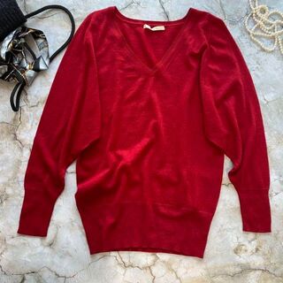 スピックアンドスパン(Spick & Span)のA1789 スピックアンドスパン　ウール100% セーター　赤　薄手(ニット/セーター)