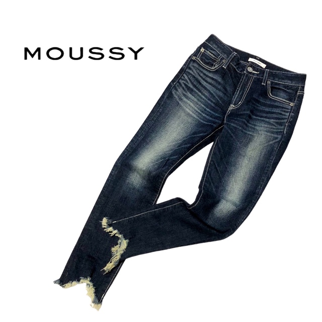 moussy(マウジー)のmoussy【美品】ヘムクラッシュスリムフィットデニムパンツ レディースのパンツ(デニム/ジーンズ)の商品写真